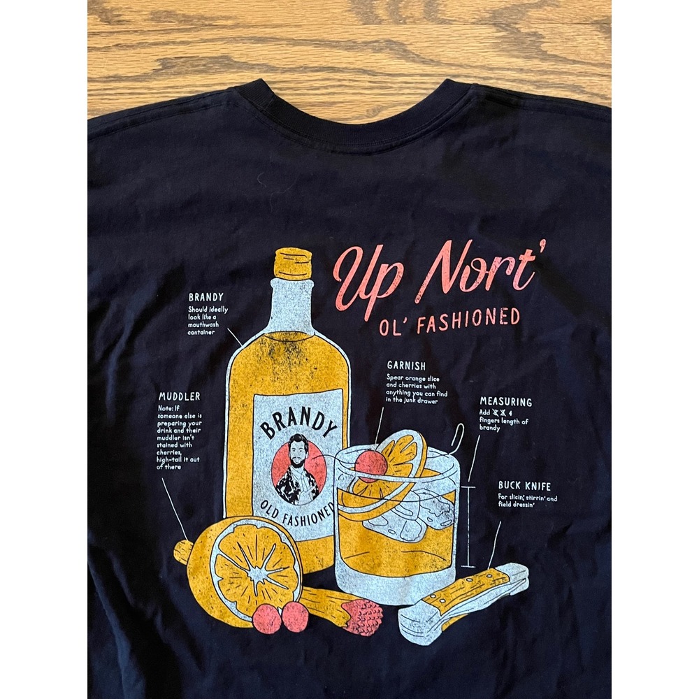 Bayside Up Nort Ol Fashioned Brandy Cocktail Graphic T-Shirt Black Medium